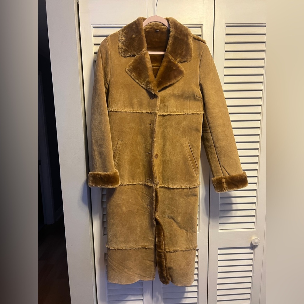 100% leather shearling full length coat Large